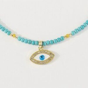 Dark Blue Eye Beaded Necklace (8001)